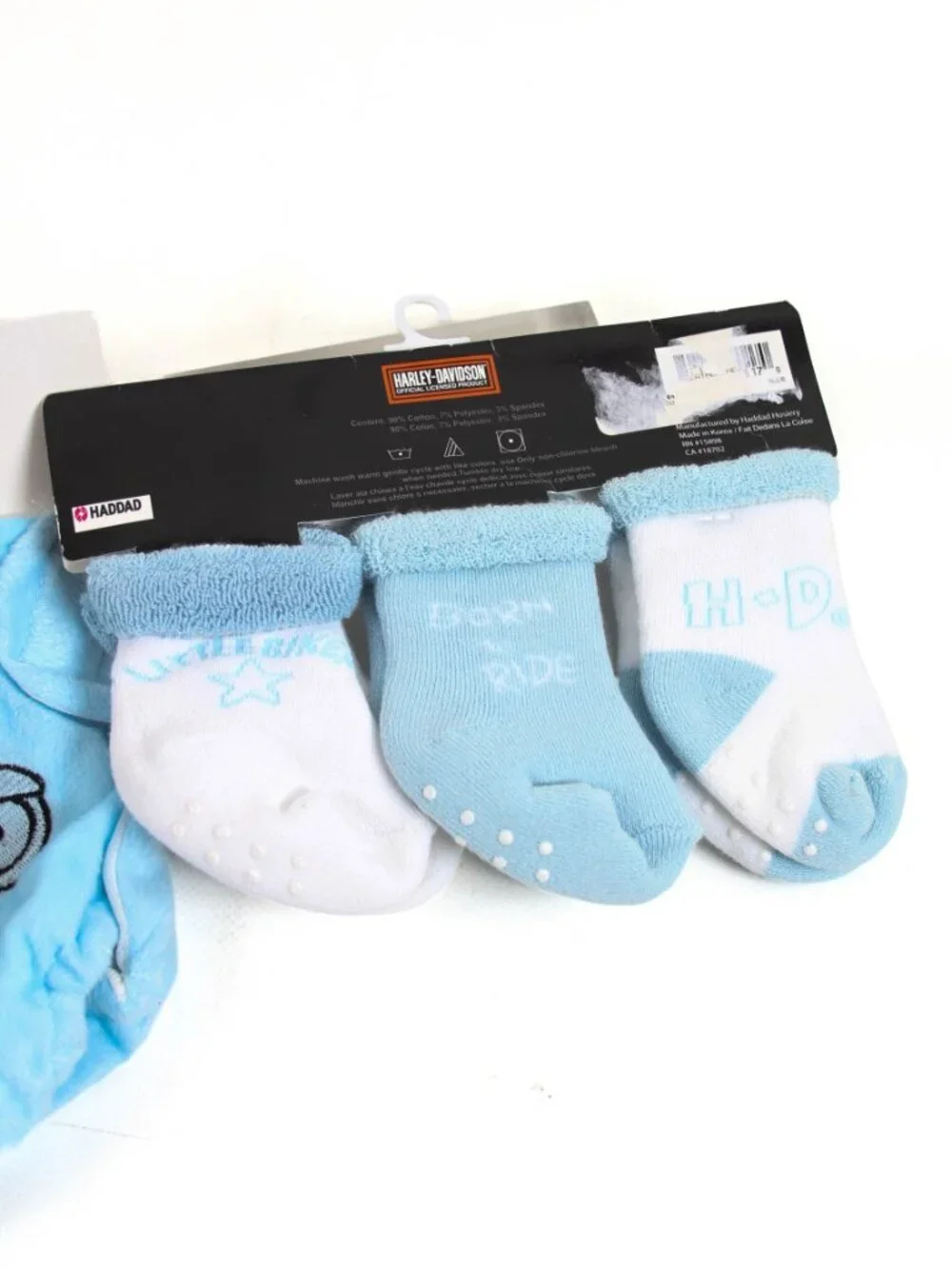 Harley-Davidson Baby Plush Diaper Cover & 3 Pair Socks Set Blue 6-24M 6-12M NWT
